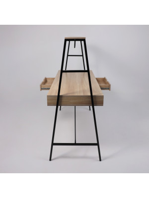 Стол письменный AksHome Vector светлый дуб/черный металл выдвижные ящики