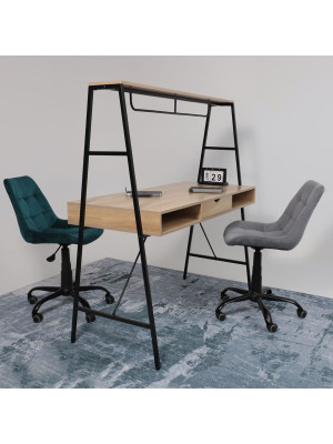 Стол письменный AksHome Vector светлый дуб/черный металл в интерьере