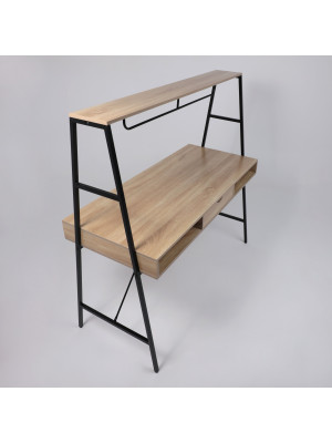 Стол письменный AksHome Vector светлый дуб/черный металл сверху