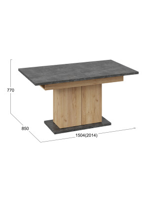 Кухонный стол ТриЯ Детройт Тип 1 ателье темный/дуб крафт золотой схема