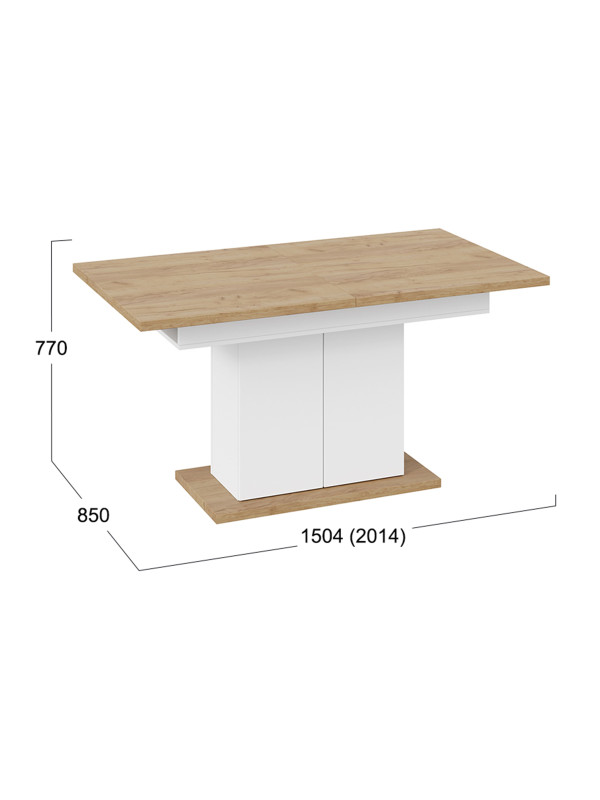 Кухонный стол ТриЯ Детройт Тип 1 дуб крафт золотой/белый схема