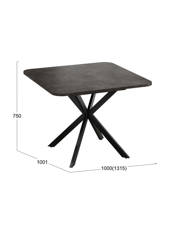 Кухонный стол ТриЯ Лиссабон Тип 1 черные опоры/ателье темный схема