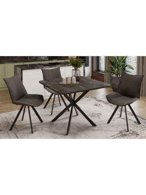 Кухонный стол ТриЯ Лиссабон Тип 1 черные опоры/ателье темный в интерьере