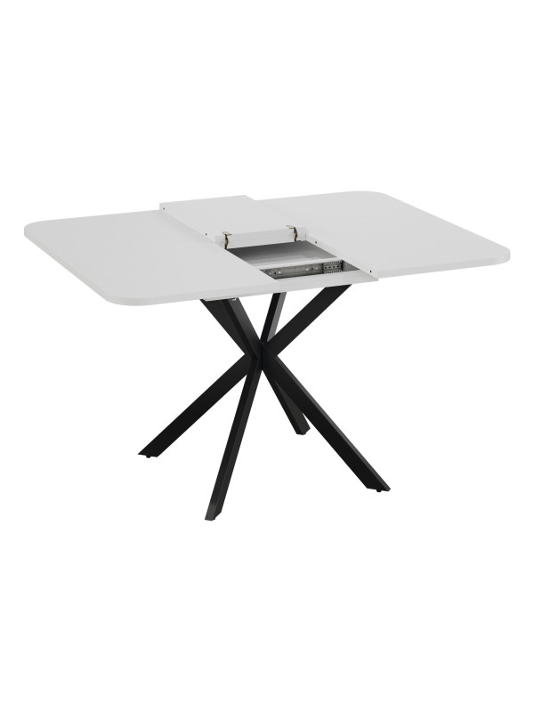 Кухонный стол ТриЯ Лиссабон Тип 1 черные опоры/белый раздвижной механизм