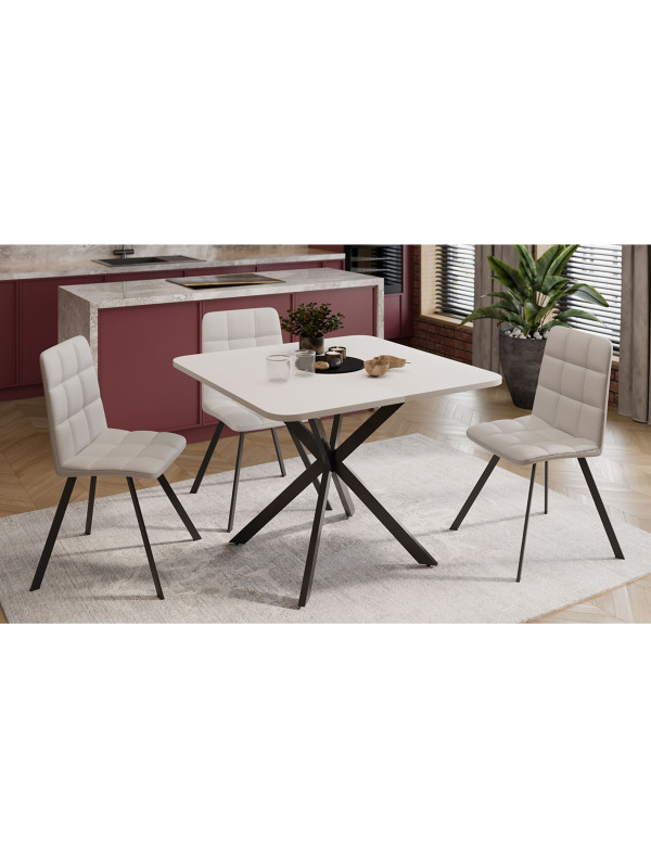 Кухонный стол ТриЯ Лиссабон Тип 1 черные опоры/белый в инт