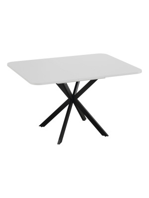 Кухонный стол ТриЯ Лиссабон Тип 1 черные опоры/белый в раздвижном виде