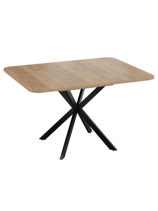 Кухонный стол ТриЯ Лиссабон Тип 1 черные опоры/дуб крафт золотой в раздвижном виде