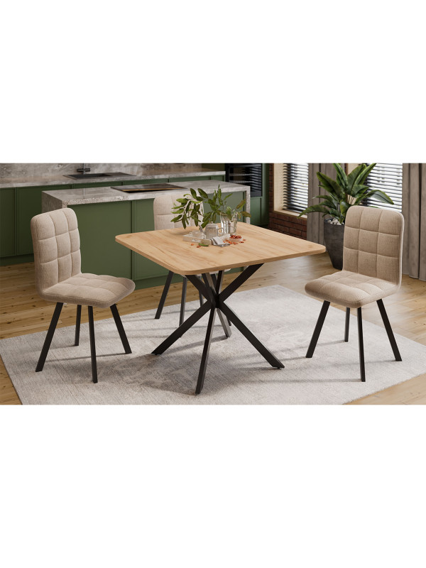 Кухонный стол ТриЯ Лиссабон Тип 1 черные опоры/дуб крафт золотой в интерьере