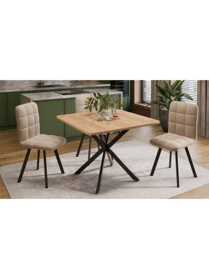 Кухонный стол ТриЯ Лиссабон Тип 1 черные опоры/дуб крафт золотой в интерьере