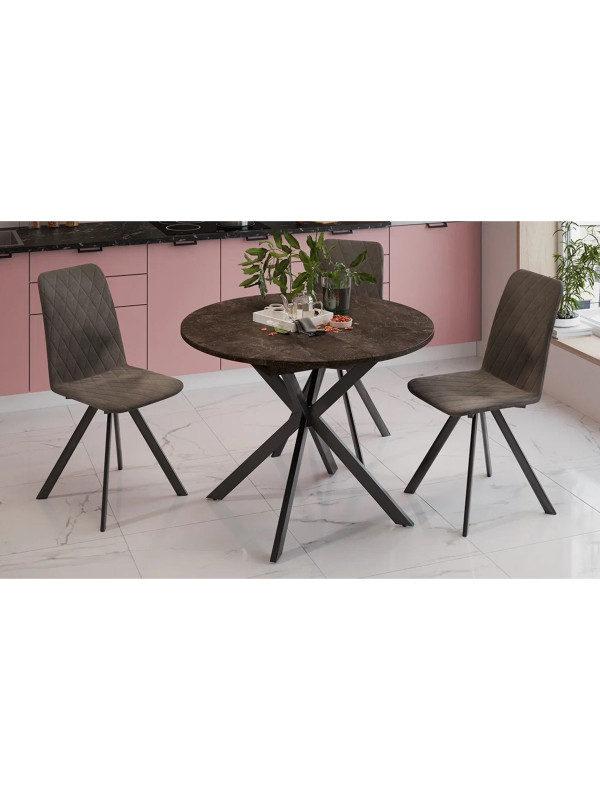 Кухонный стол ТриЯ Мэдисон Тип 1 ателье темный/черный в интерьере