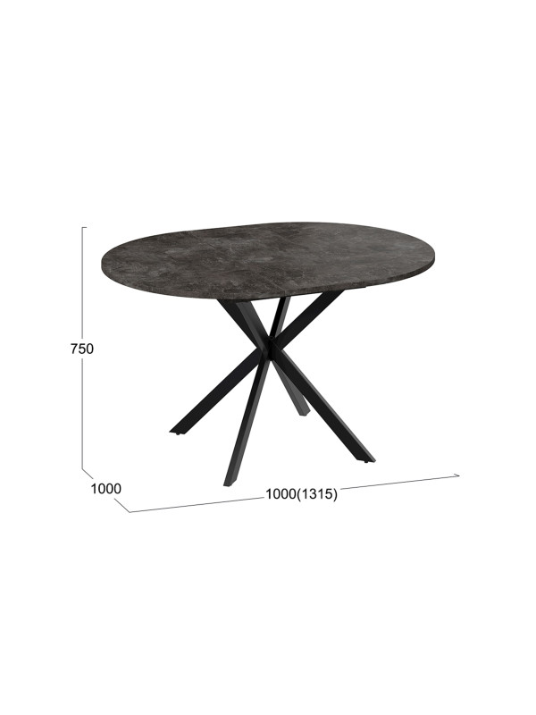 Кухонный стол ТриЯ Мэдисон Тип 1 ателье темный/черный схема