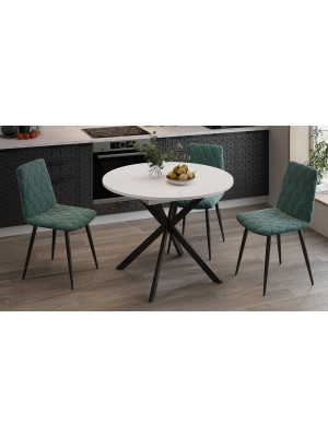 Кухонный стол ТриЯ Мэдисон Тип 1 белый/черный в интерьере