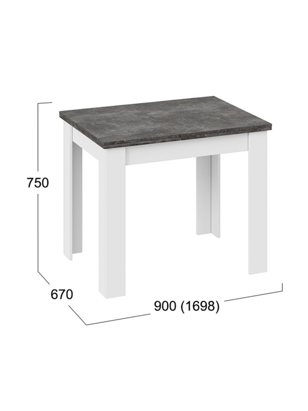 Кухонный стол ТриЯ Промо Тип 3 ателье темный/белый схема