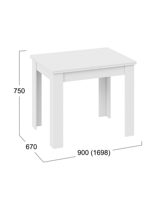 Кухонный стол ТриЯ Промо Тип 3 белый схема