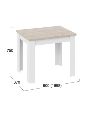 Кухонный стол ТриЯ Промо Тип 3 дуб сонома светлый/белый схема