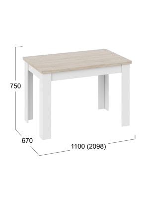 Кухонный стол ТриЯ Промо Тип 4 дуб сонома/белый схема