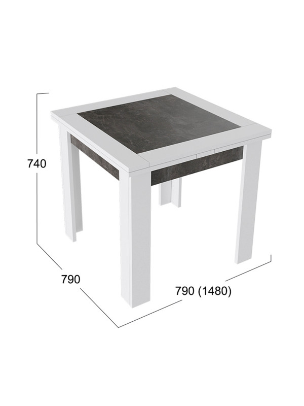 Кухонный стол ТриЯ Хьюстон Тип 3 ателье темный/белый схема