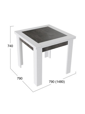 Кухонный стол ТриЯ Хьюстон Тип 3 ателье темный/белый схема