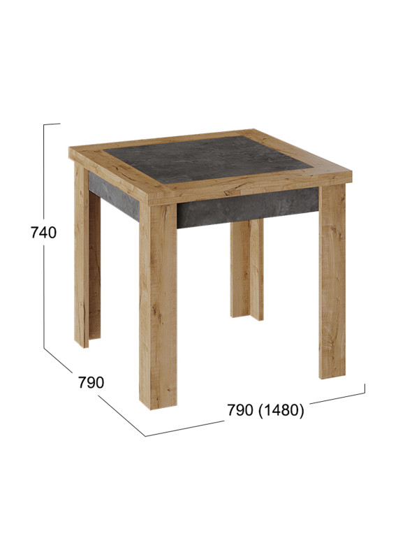 Кухонный стол ТриЯ Хьюстон Тип 3 моод темный/дуб вотан схема