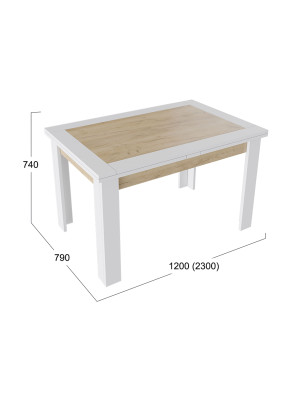 Кухонный стол ТриЯ Хьюстон Тип 4 дуб крафт золотой/белый схема