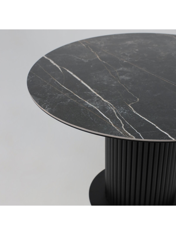 Кухонный стол Аврора Раунд камень черный Wacom pulido/черный матовый сверху