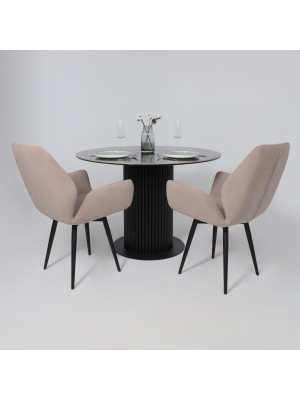 Кухонный стол Аврора Раунд камень черный Wacom pulido/черный матовый в интерьере