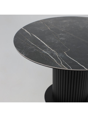 Кухонный стол Аврора Раунд камень черный Wacom pulido/черный матовый сверху