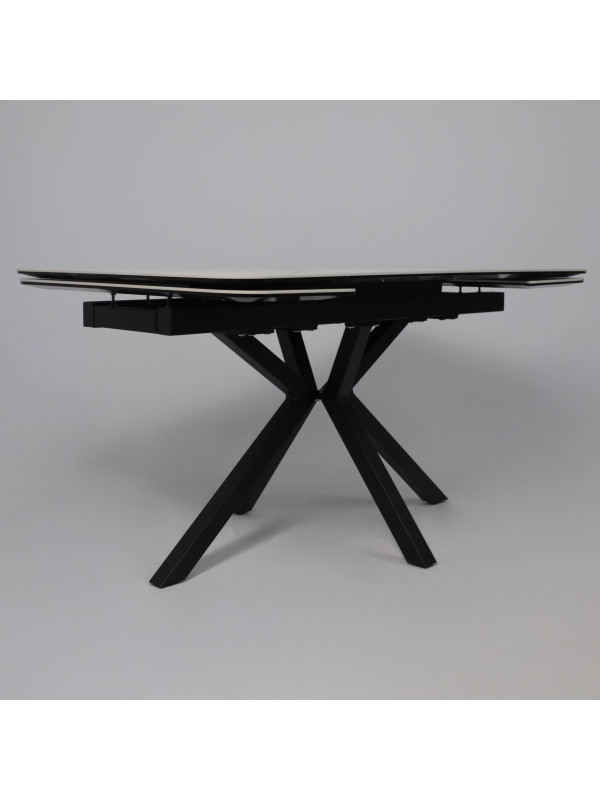 Кухонный стол Аврора Рейн New камень белый Greys White/черный матовый под углом