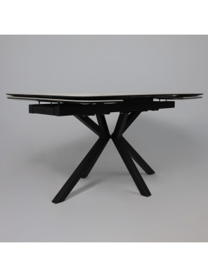 Кухонный стол Аврора Рейн New камень белый Greys White/черный матовый под углом