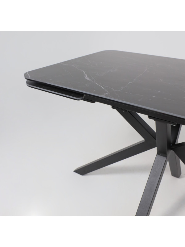 Кухонный стол Аврора Рейн New 1400 камень черный Greys Black/черный матовый с