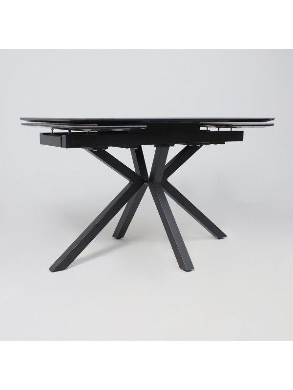 Кухонный стол Аврора Рейн New 1400 камень черный Greys Black/черный матовый сбоку