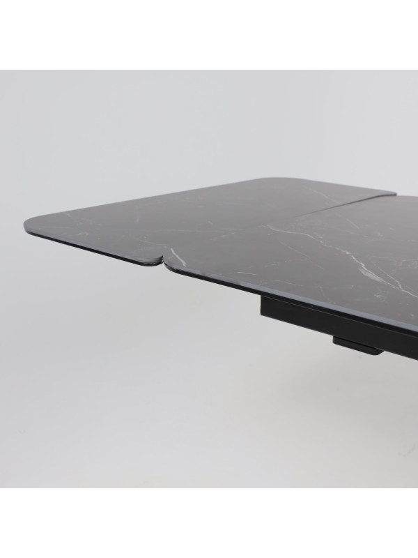 Кухонный стол Аврора Рейн New 1400 камень черный Greys Black/черный матовый раздвижной механизм (1)