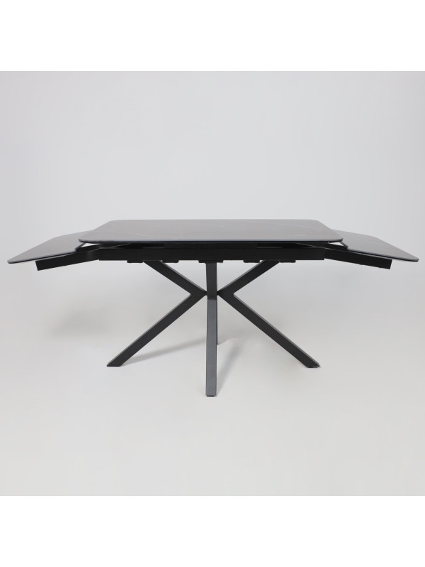 Кухонный стол Аврора Рейн New 1400 камень черный Greys Black/черный матовый раздвижной механизм (3)