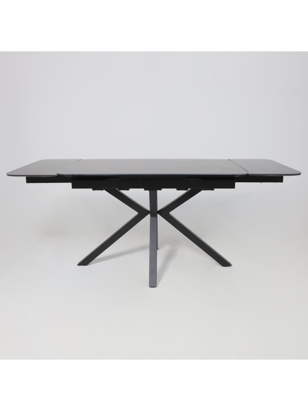 Кухонный стол Аврора Рейн New 1400 камень черный Greys Black/черный матовый раздвижной механизм (4)