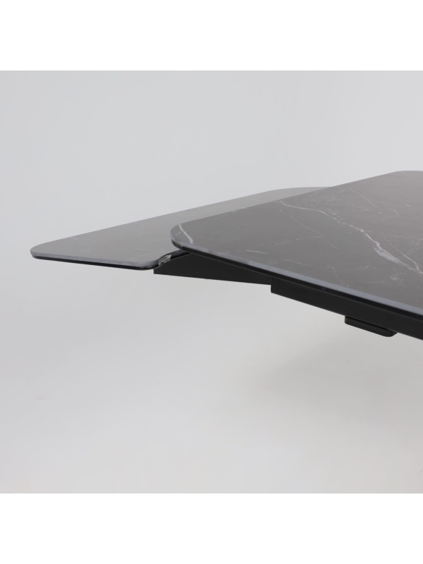 Кухонный стол Аврора Рейн New 1400 камень черный Greys Black/черный матовый раздвижной механизм