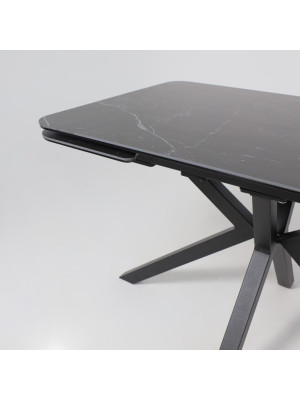 Кухонный стол Аврора Рейн New 1400 камень черный Greys Black/черный матовый с