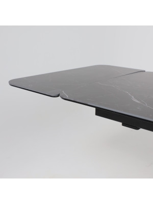 Кухонный стол Аврора Рейн New 1400 камень черный Greys Black/черный матовый раздвижной механизм (1)