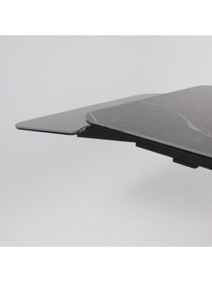 Кухонный стол Аврора Рейн New 1400 камень черный Greys Black/черный матовый раздвижной механизм