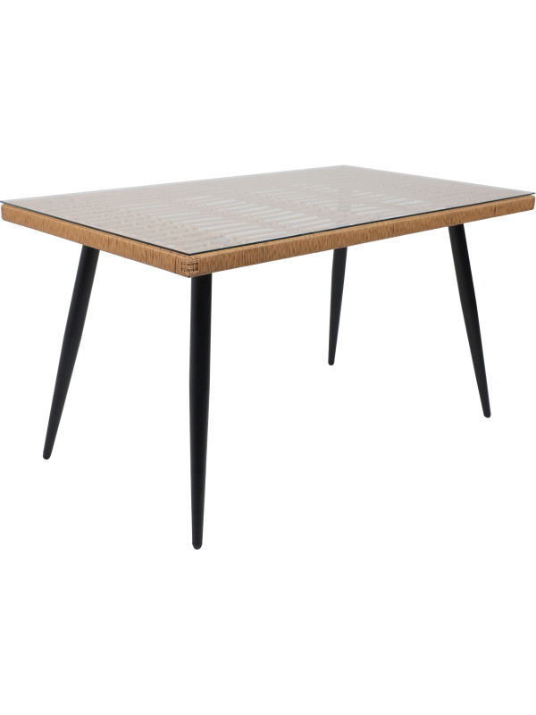 Стол садовый AksHome Bergamo сталь-черная/стекло