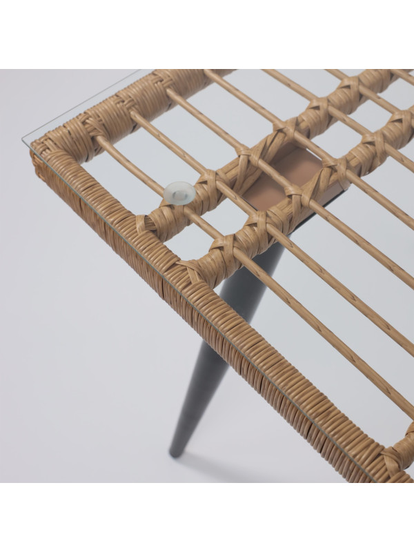 Стол садовый AksHome Bergamo сталь-черная/стекло сверху