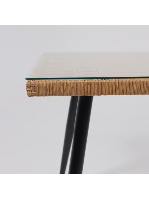 Стол садовый AksHome Bergamo сталь-черная/стекло вблизи