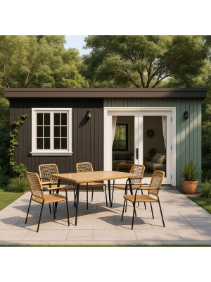 Стол садовый AksHome Bergamo сталь-черная/стекло в экстерьере