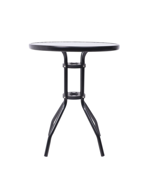 Стол садовый AksHome Verona 60 закаленное стекло/чёрный спереди