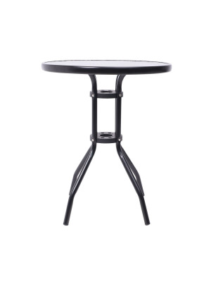 Стол садовый AksHome Verona 60 закаленное стекло/чёрный спереди