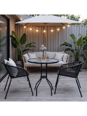 Стол садовый AksHome Verona 60 закаленное стекло/чёрный в экстерьере