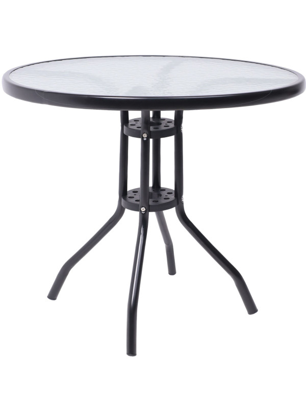 Стол садовый AksHome Verona 80 закаленное стекло/чёрный