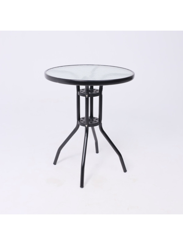 Стол садовый AksHome Verona 80 закаленное стекло/чёрный спереди