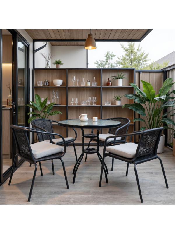 Стол садовый AksHome Verona 80 закаленное стекло/чёрный в интерьере