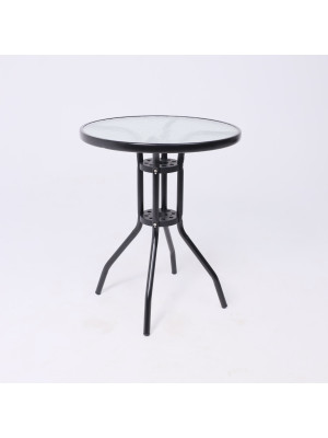 Стол садовый AksHome Verona 80 закаленное стекло/чёрный спереди