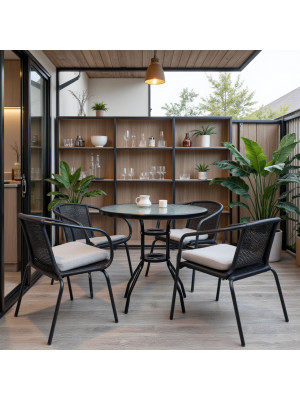 Стол садовый AksHome Verona 80 закаленное стекло/чёрный в интерьере